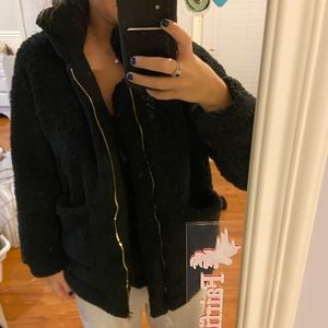 Black fluffy jacket